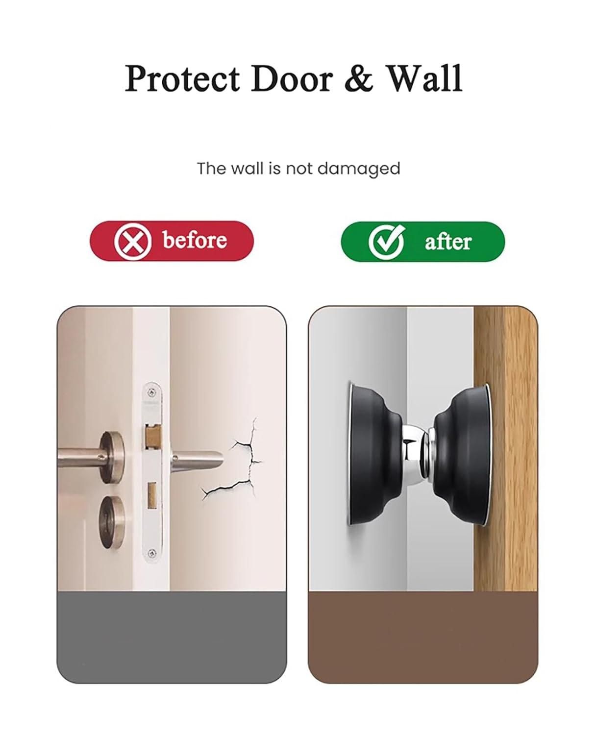 Magnetic Door Stopper– Stainless Steel Wall & Floor Mount (Black)